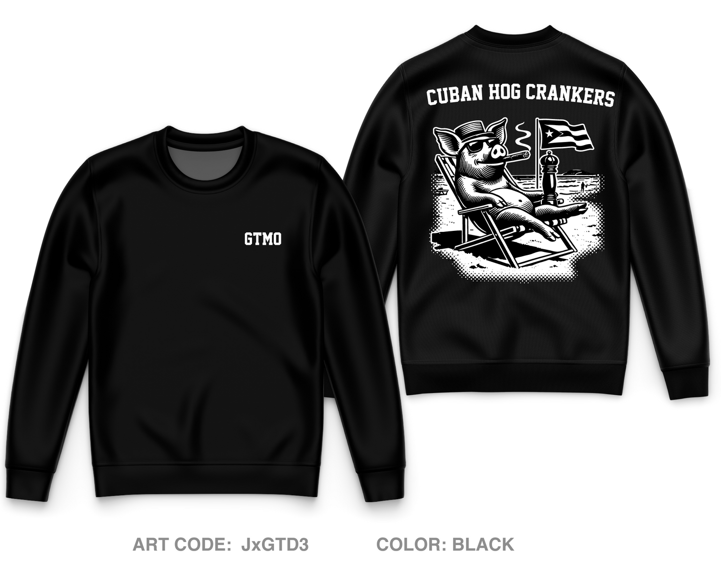 Cuban Hog Core Men's Crewneck Performance Sweatshirt - JxGTD3