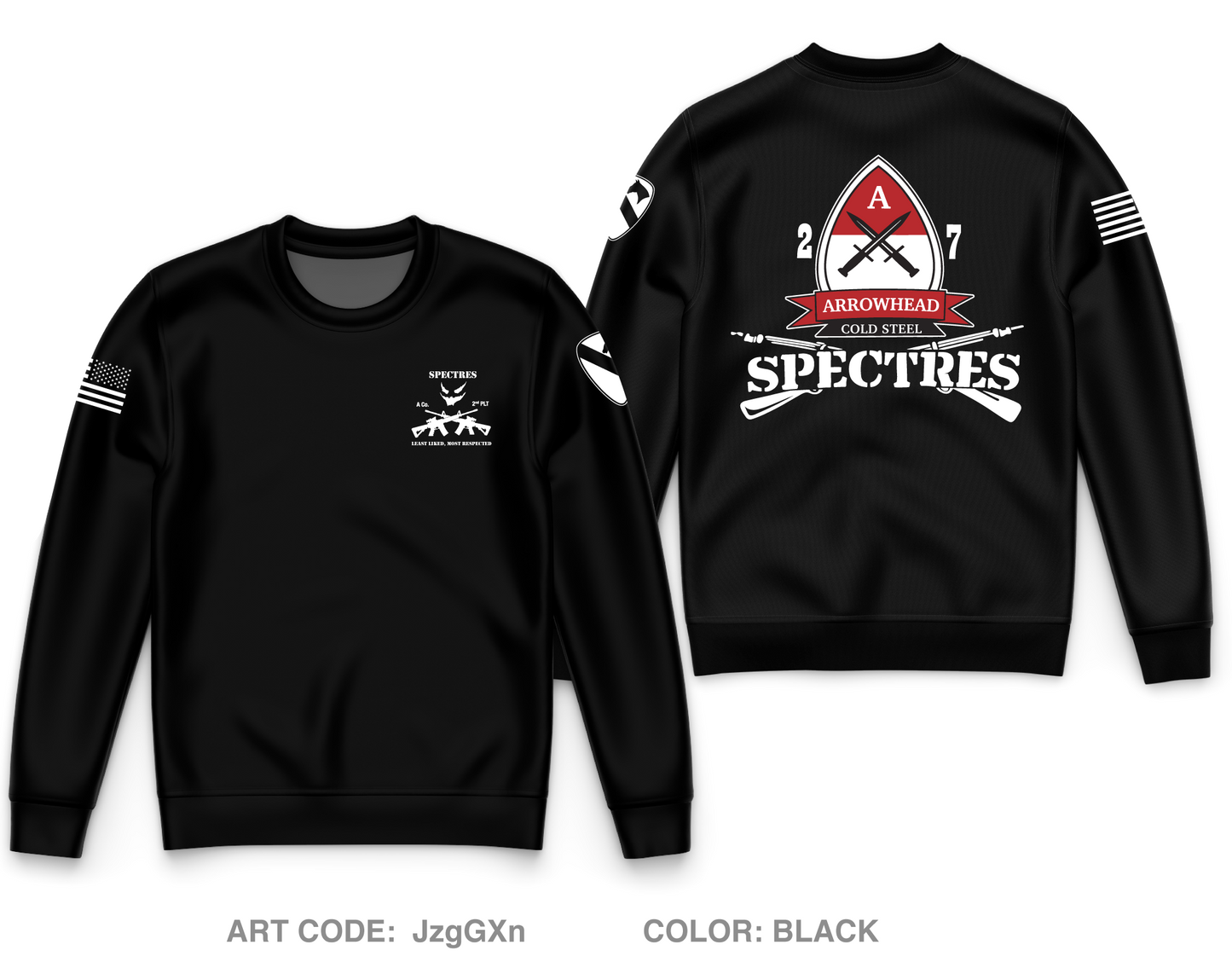 2nd PLT A-CO, 2-7CAV Core Men's Crewneck Performance Sweatshirt - JzgGXn