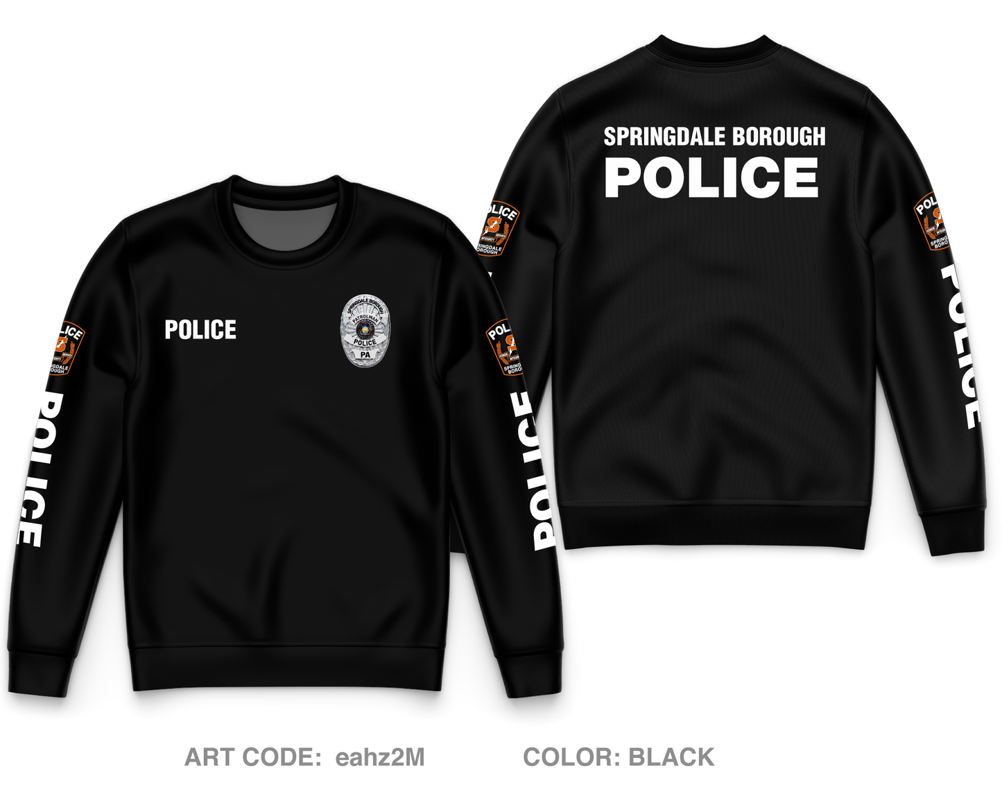 Springdale Borough Police Core Men's Crewneck Performance Sweatshirt - eahz2M