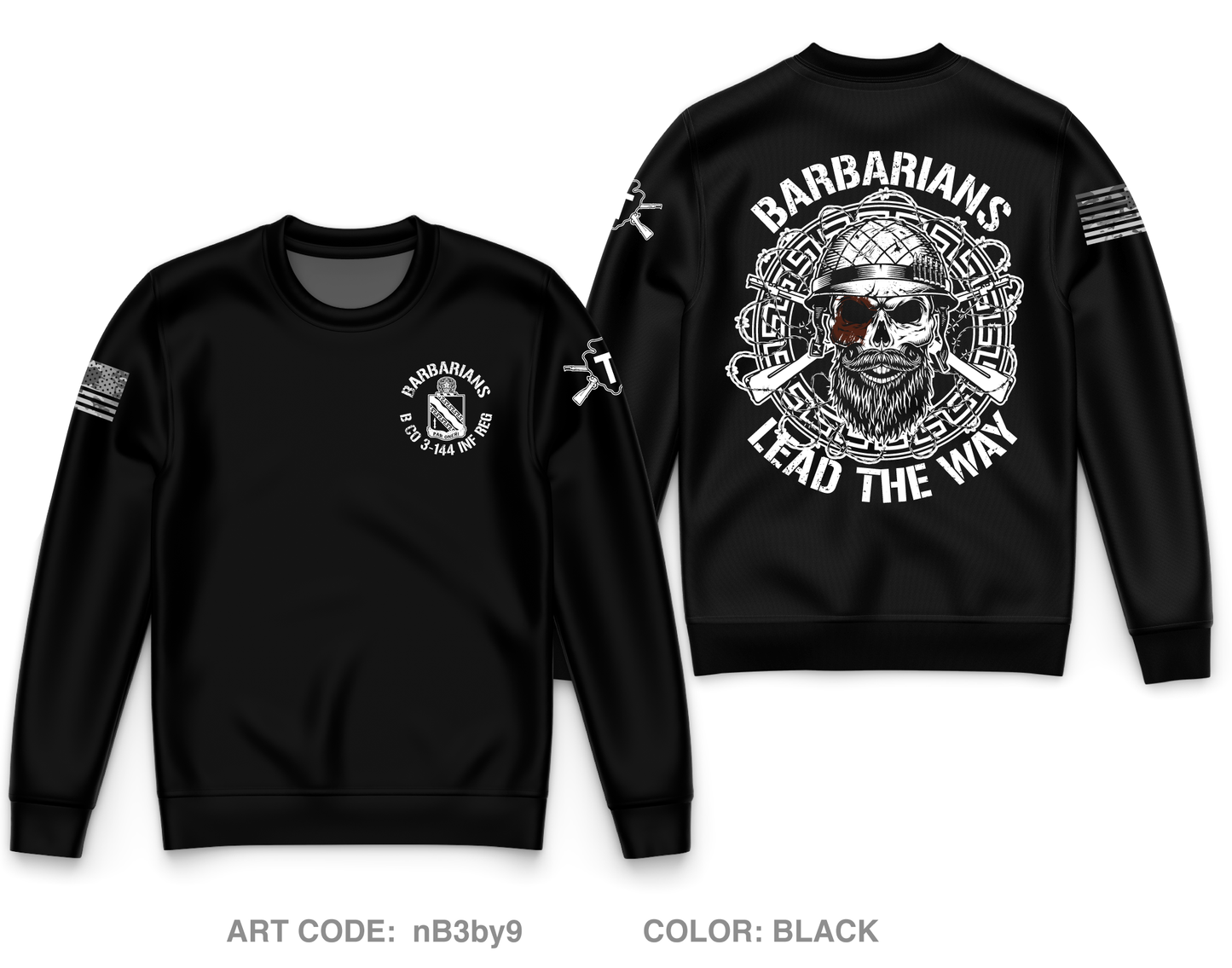 Barbarians / B Co 3-144 INF REG Core Men's Crewneck Performance Sweatshirt - nB3by9