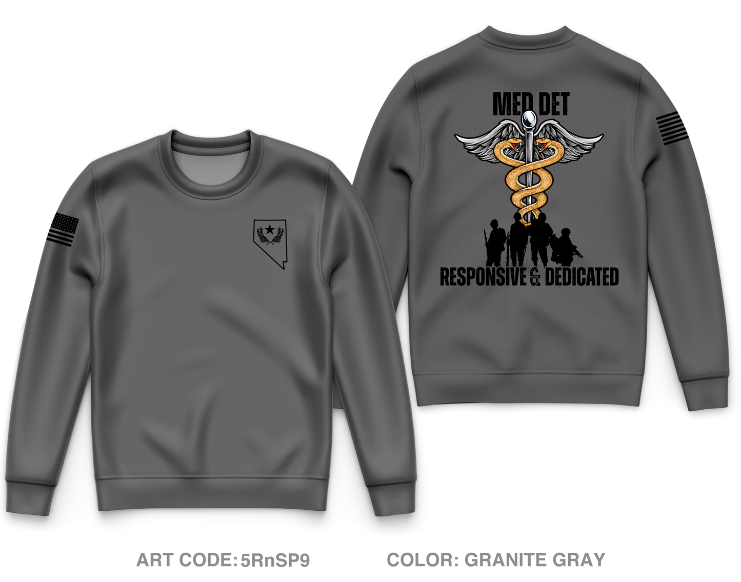 Nevada Army National Guard Medical Detachment Fundraising Collection Core Men's Crewneck Performance Sweatshirt - 5RnSP9