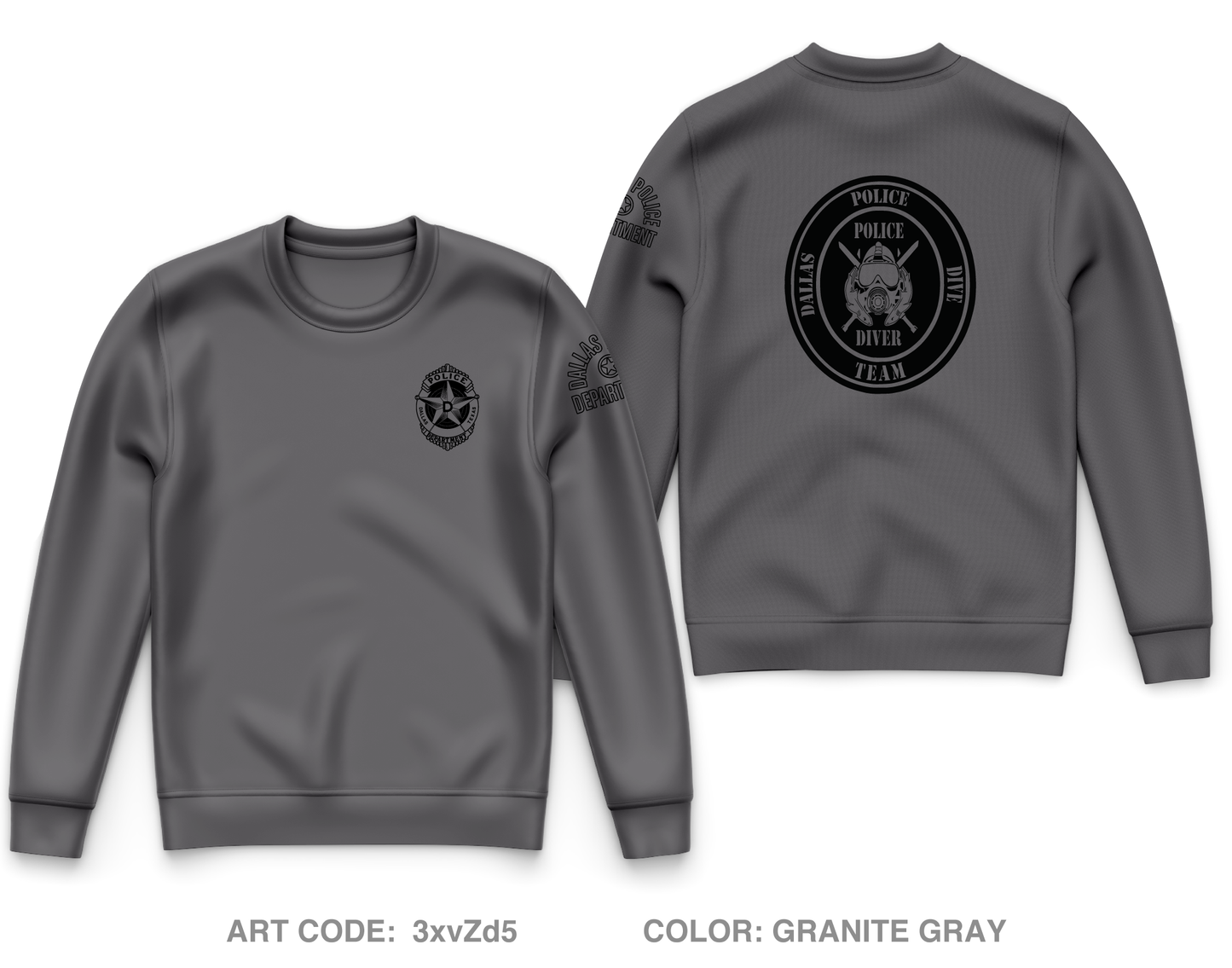 Dallas Police Dive Team Core Men's Crewneck Performance Sweatshirt - 3xvZd5