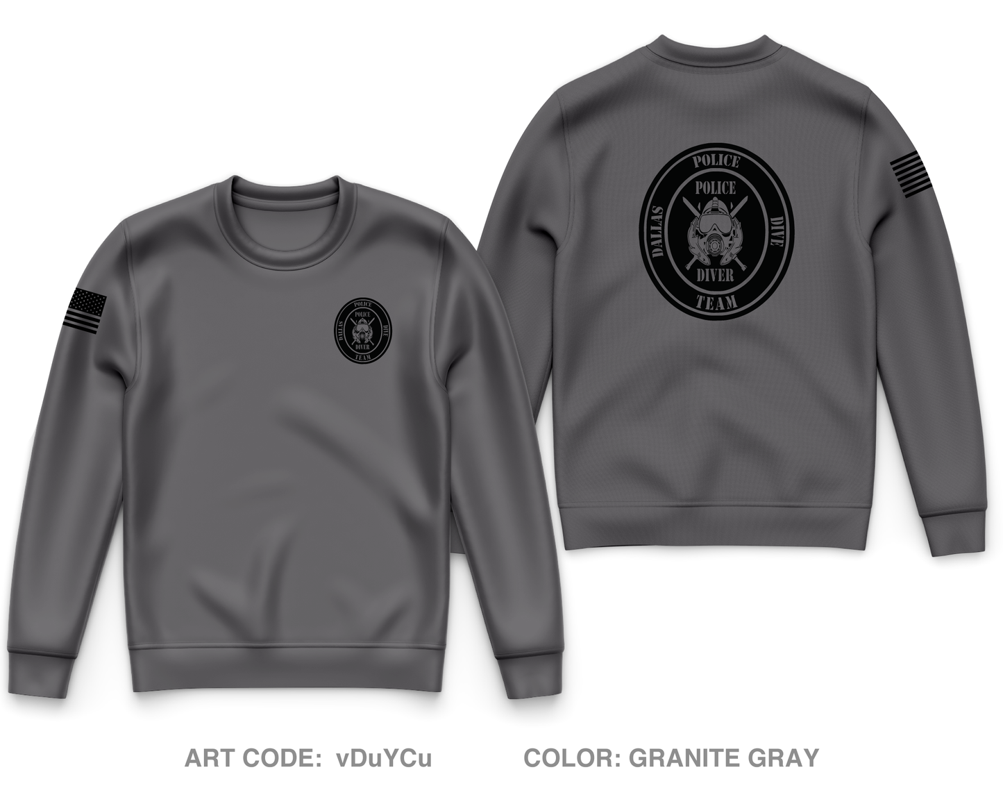 Dallas Police Dive Team Core Men's Crewneck Performance Sweatshirt - vDuYCu