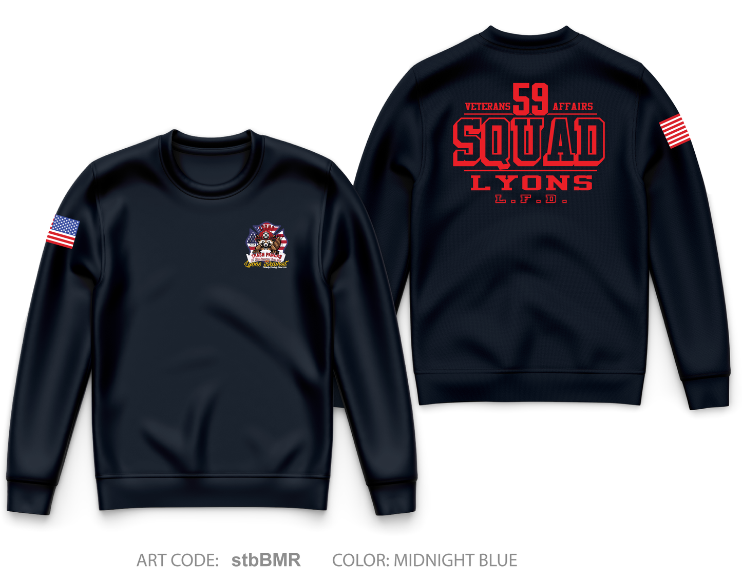 Lyons Fire Department Core Men's Crewneck Performance Sweatshirt - stbBMR