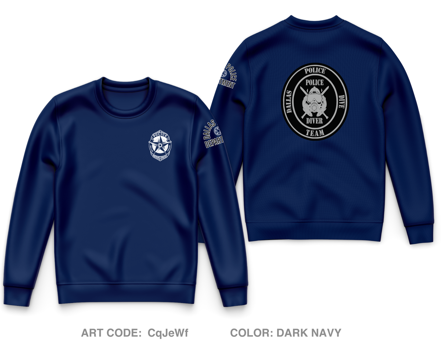 Dallas Police Dive Team Core Men's Crewneck Performance Sweatshirt - CqJeWf