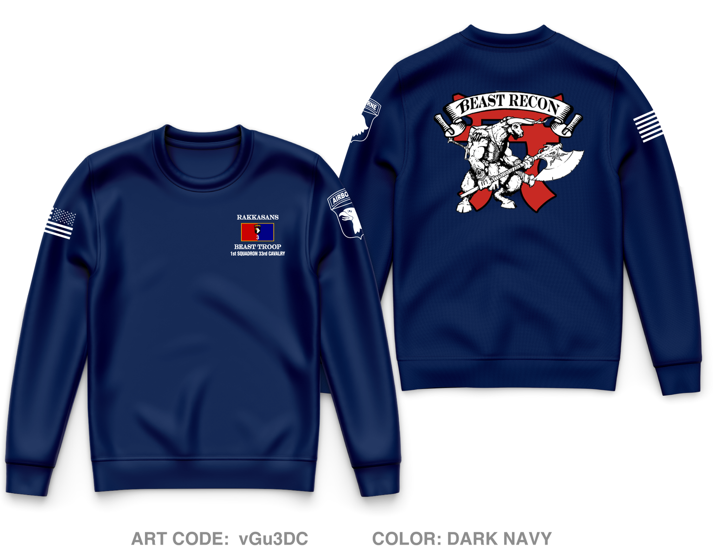 B TRP, 1-33 CAV, 3BCT Core Men's Crewneck Performance Sweatshirt - vGu3DC