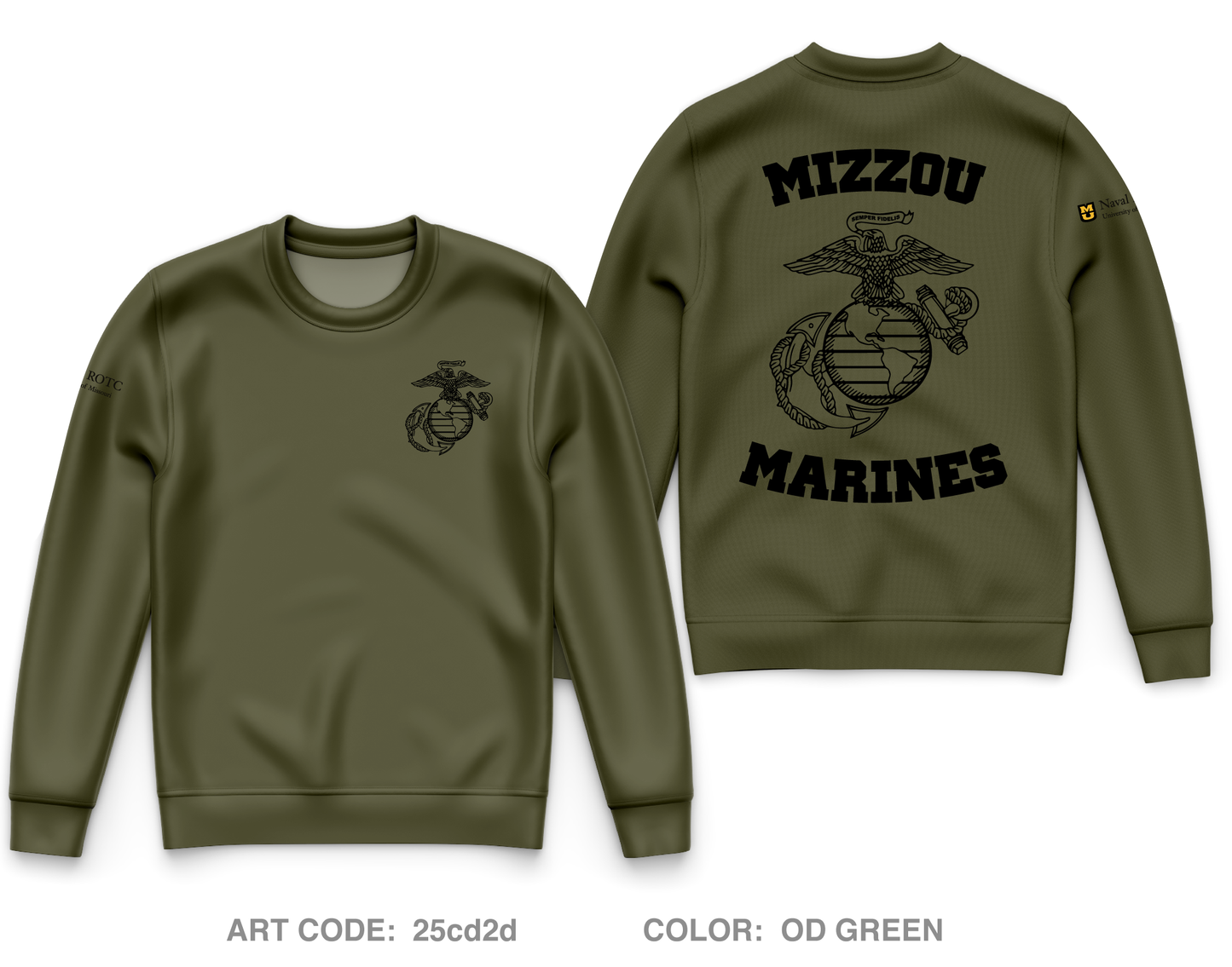 UNIVERISTY OF MISSOURI NAVAL ROTC Store 1 Core Men's Crewneck Performance Sweatshirt - 25cd2d