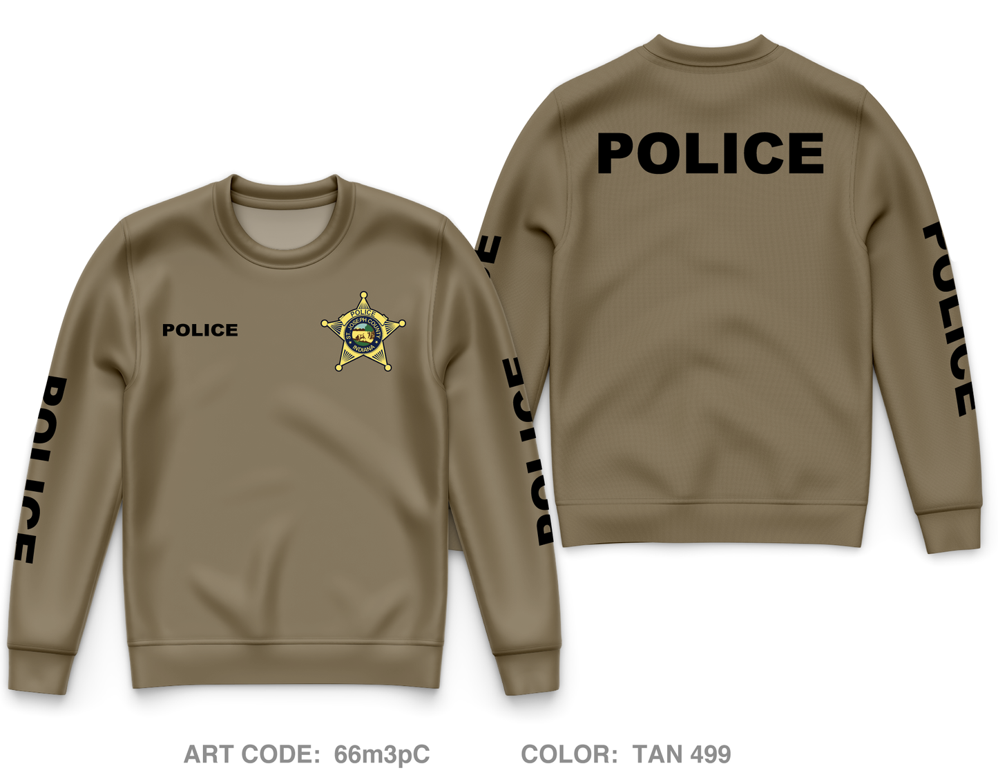 St. Joseph County Police Department Core Men's Crewneck Performance Sweatshirt - 66m3pC