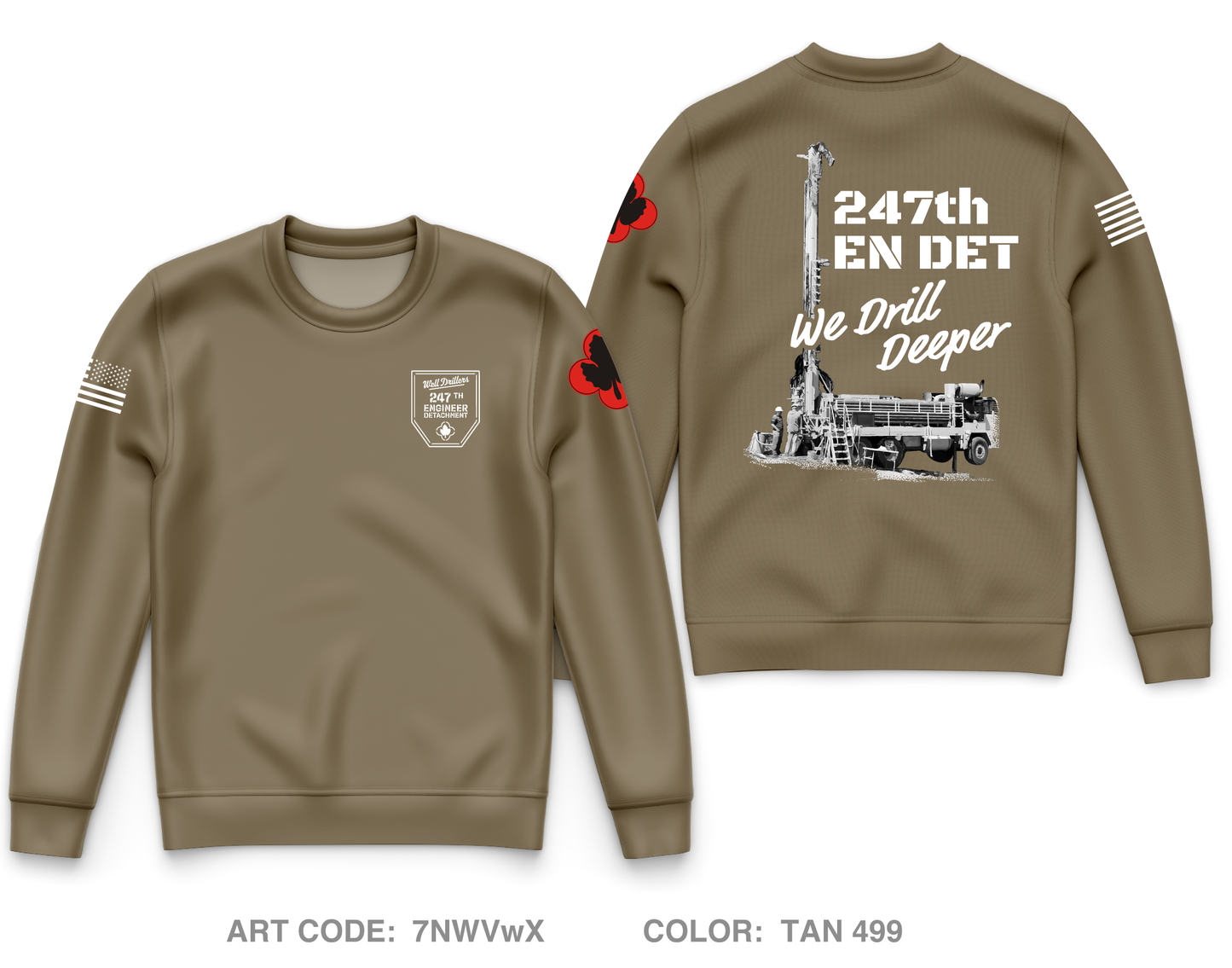 247th EN DET WD Fundraising Collection Core Men's Crewneck Performance Sweatshirt - 7NWVwX