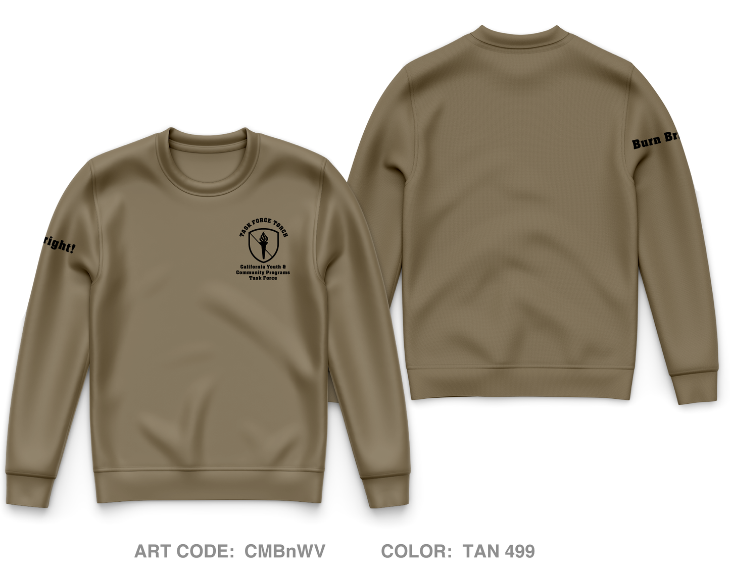 California Military Department - Youth & Community Programs Task Force Core Men's Crewneck Performance Sweatshirt - CMBnWV