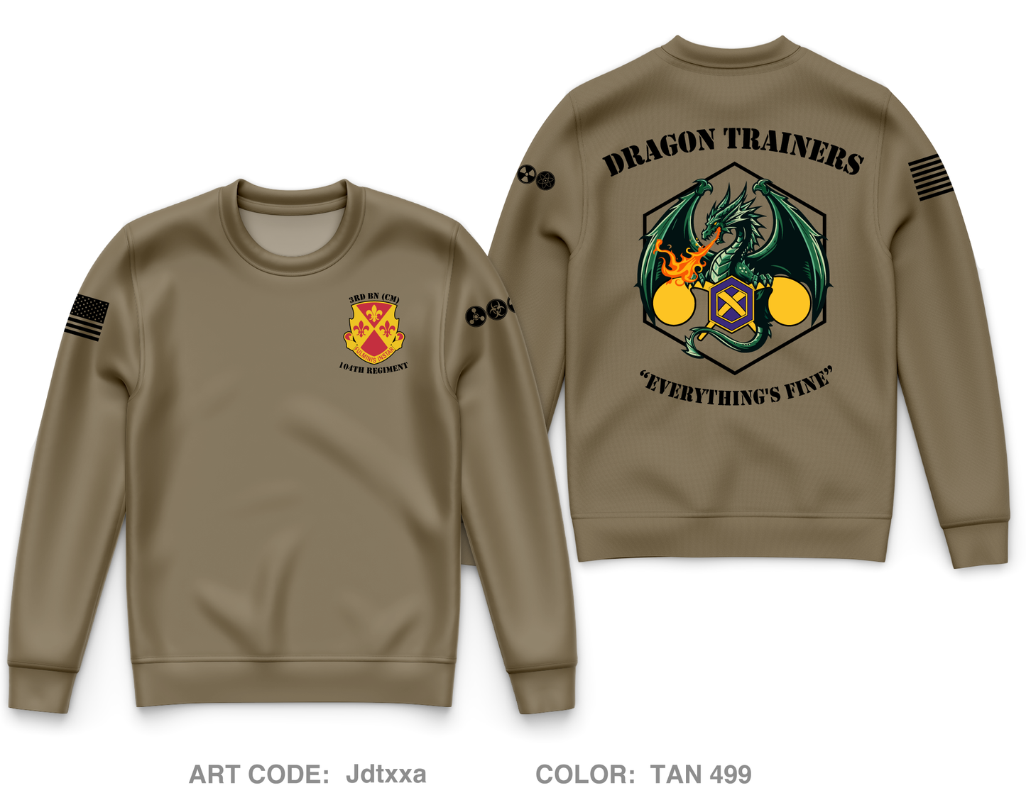3BN, 104th Regiment Core Men's Crewneck Performance Sweatshirt - Jdtxxa