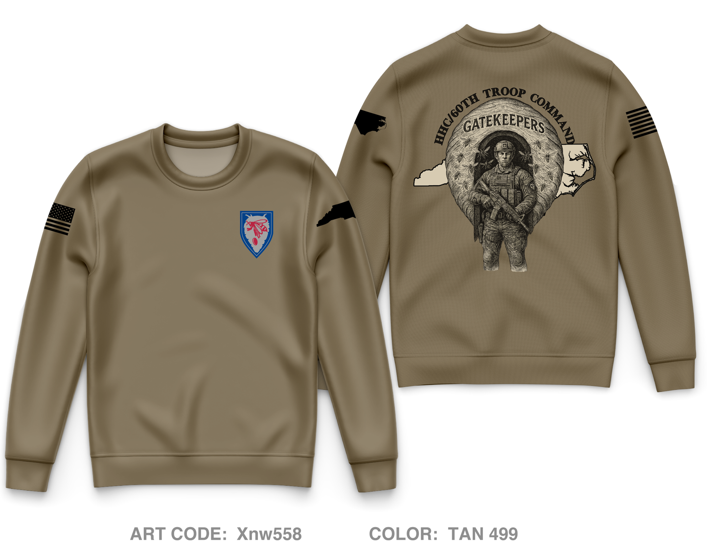 HHC 60th Troop Command Core Men's Crewneck Performance Sweatshirt - Xnw558