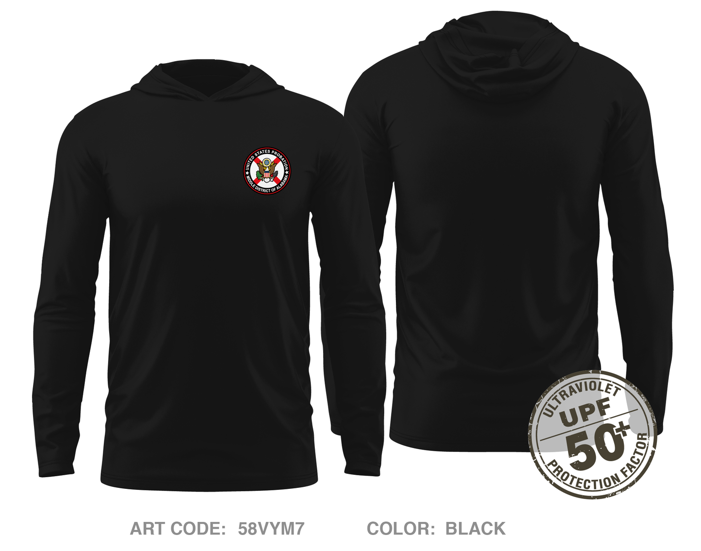 U.S. Probation Core Men's UPF 50+ Hooded Performance LS Tee - 58VYM7