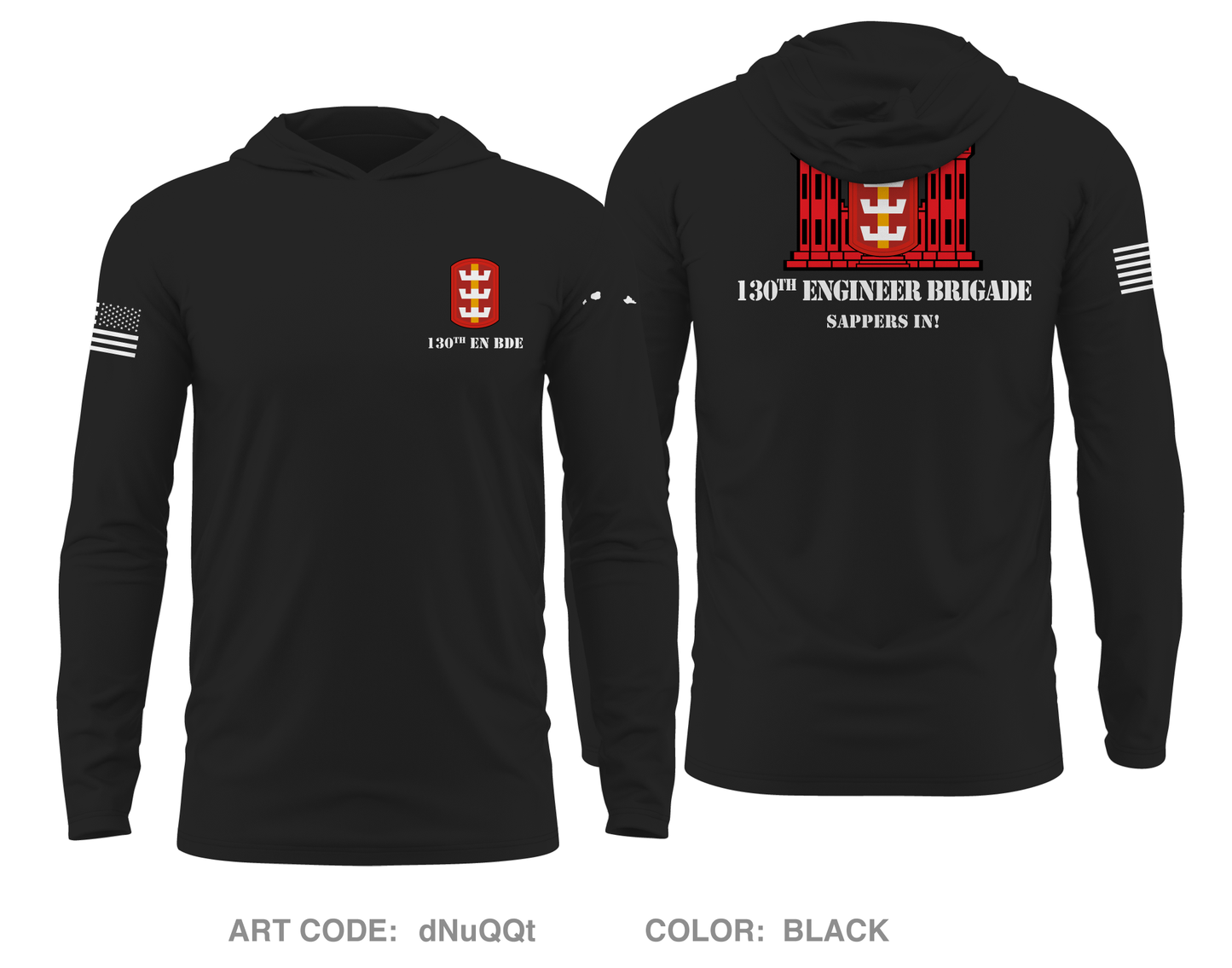 130th EN BDE, 8TSC Core Men's UPF 50+ Hooded Performance LS Tee - dNuQQt