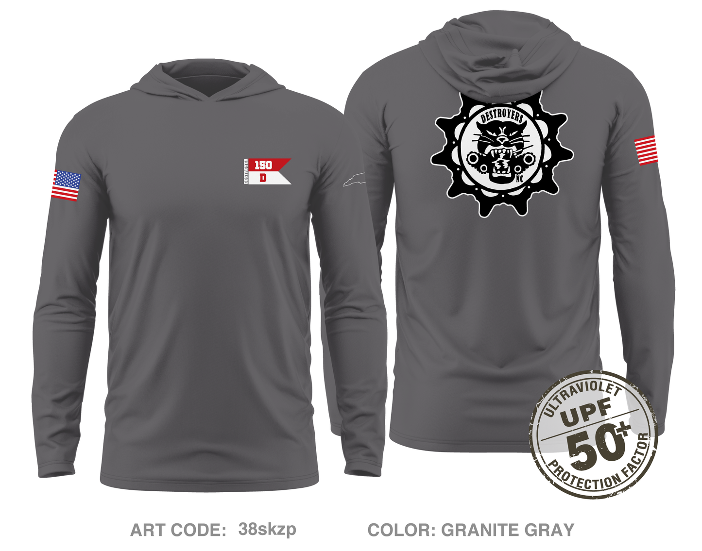 1-150th CAV Core Men's UPF 50+ Hooded Performance LS Tee - 38skzp