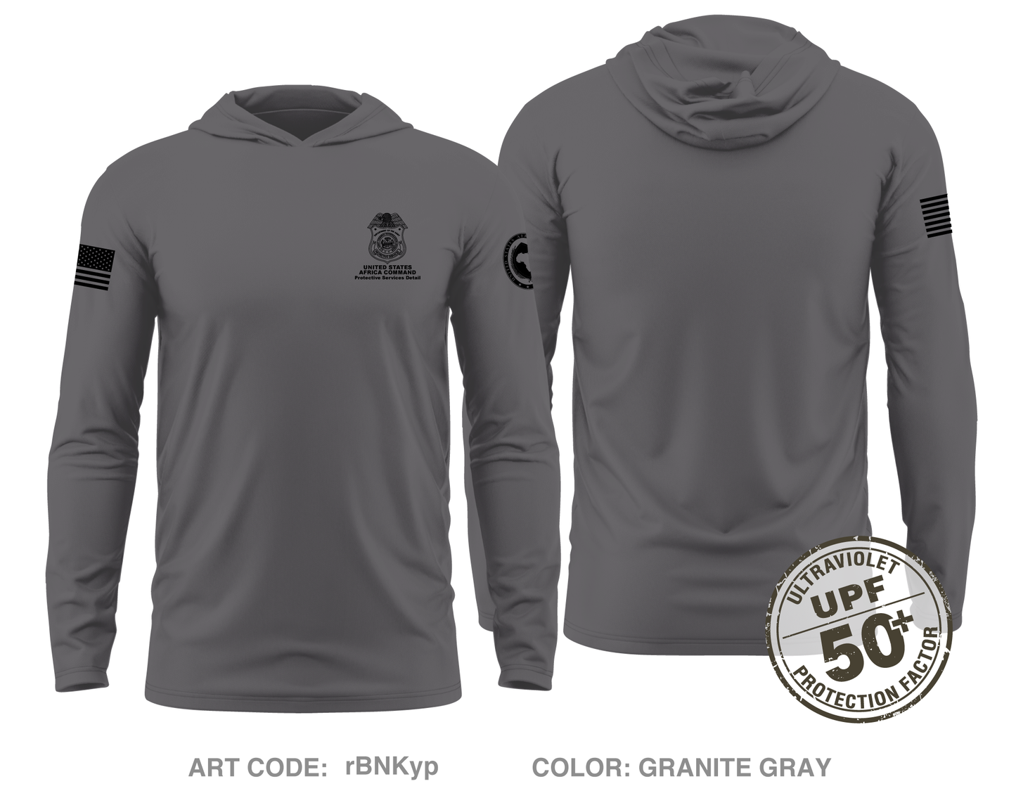 AFRICOM-PSD Core Men's UPF 50+ Hooded Performance LS Tee - rBNKyp