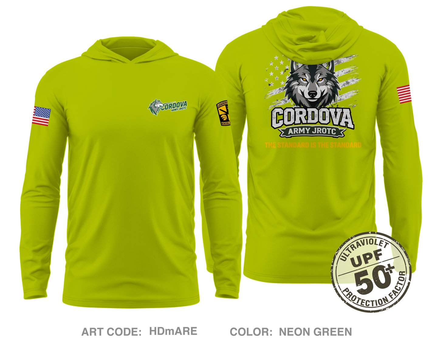 Cordova High School Army JROTC Core Men's UPF 50+ Hooded Performance LS Tee - HDmARE