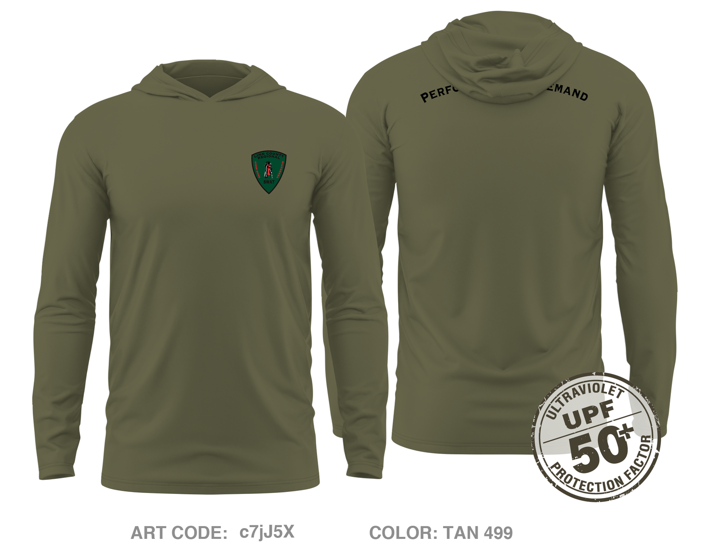 Linn County Regional SWAT Core Men's UPF 50+ Hooded Performance LS Tee - c7jJ5X