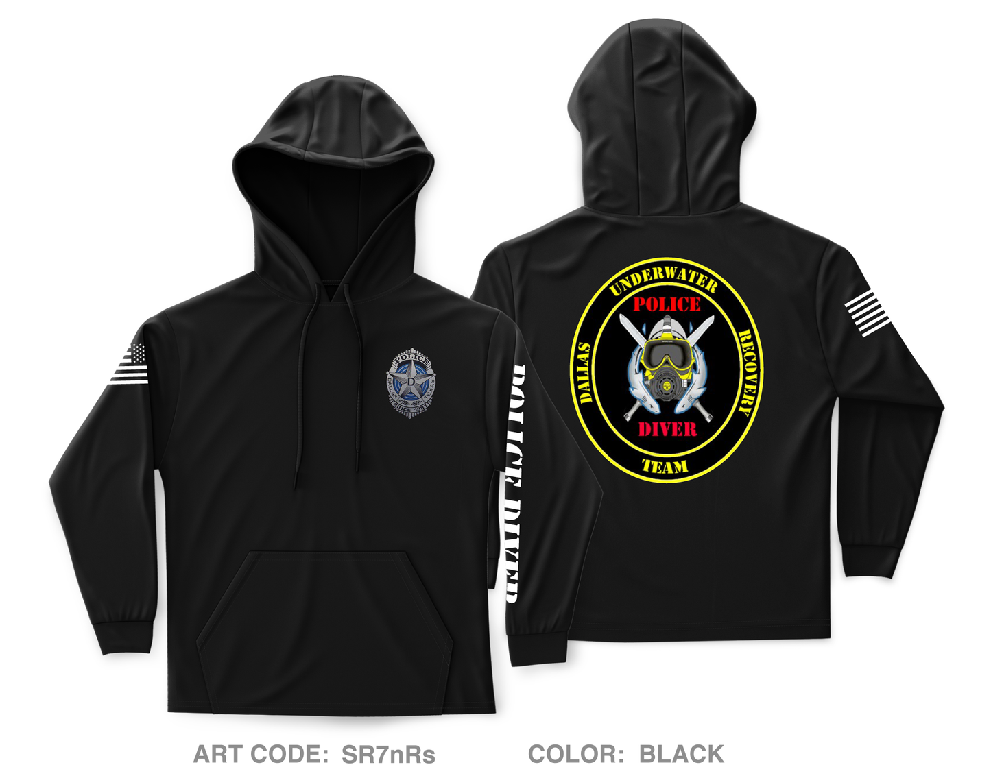 Dallas Police Dive Team Core Men's Hooded Performance Sweatshirt - SR7nRs