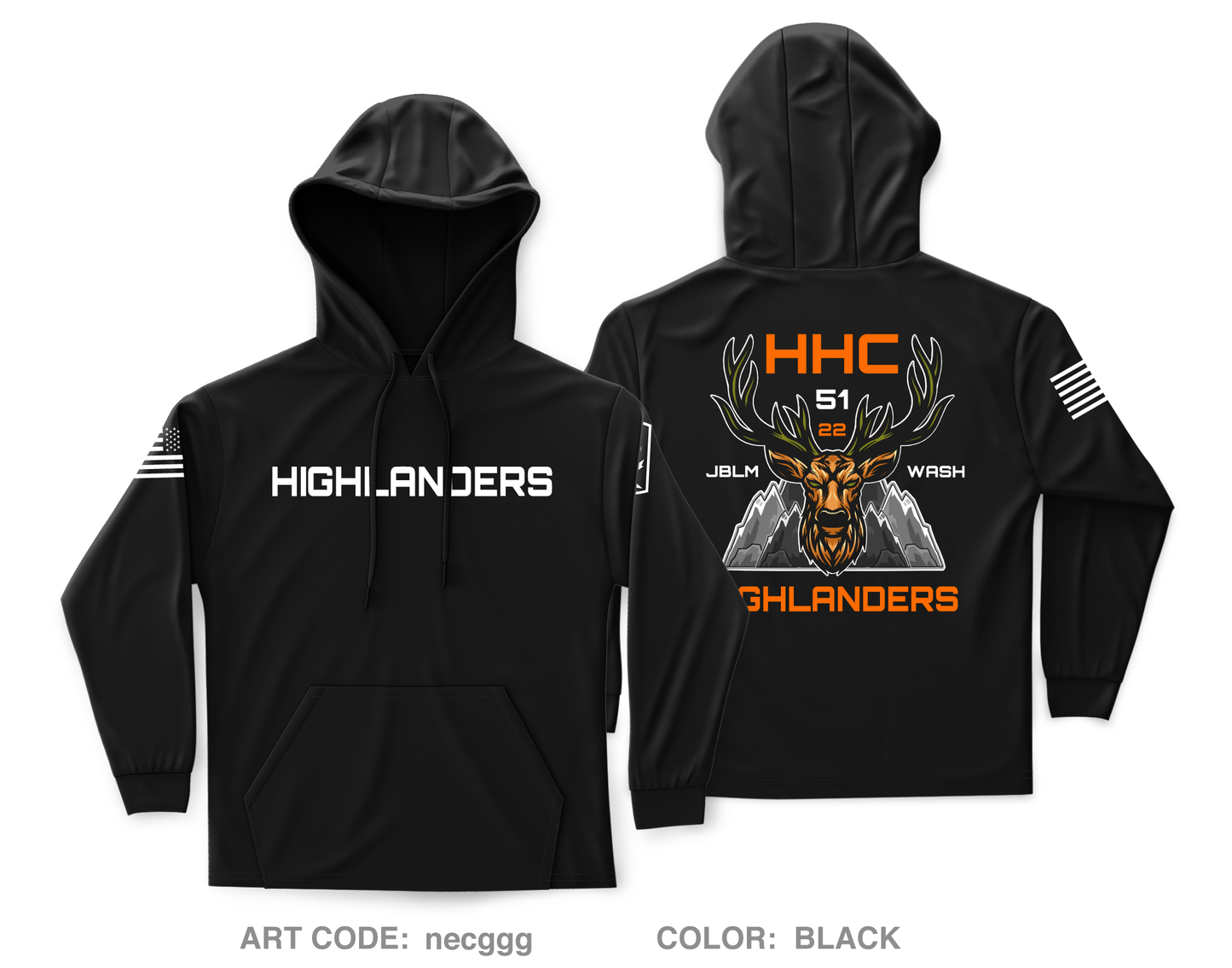 HHC, 51st ESB, 22d CSB Core Men's Hooded Performance Sweatshirt - necggg