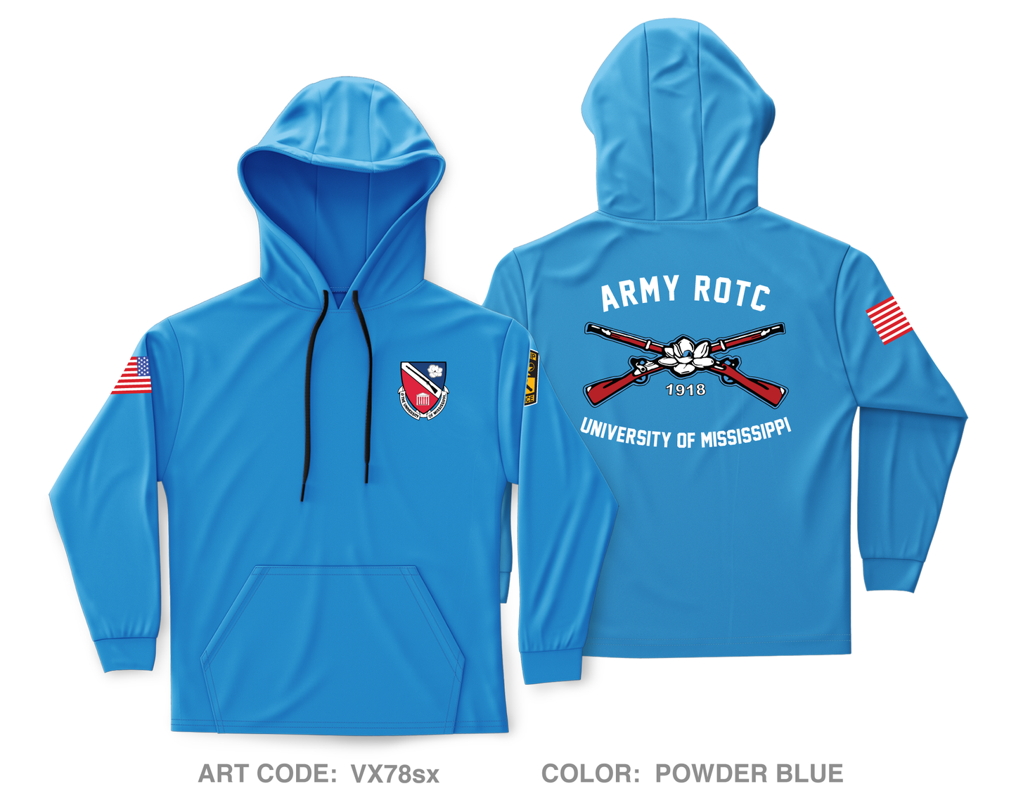 Ole Miss ROTC Cadet Core Men's Hooded Performance Sweatshirt - VX78sx