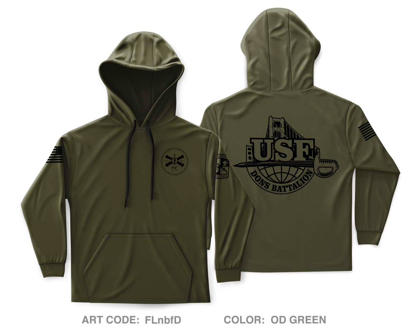 Dons Battalion, USFCA Army ROTC Ranger Challenge Core Men's Hooded Performance Sweatshirt - FLnbfD