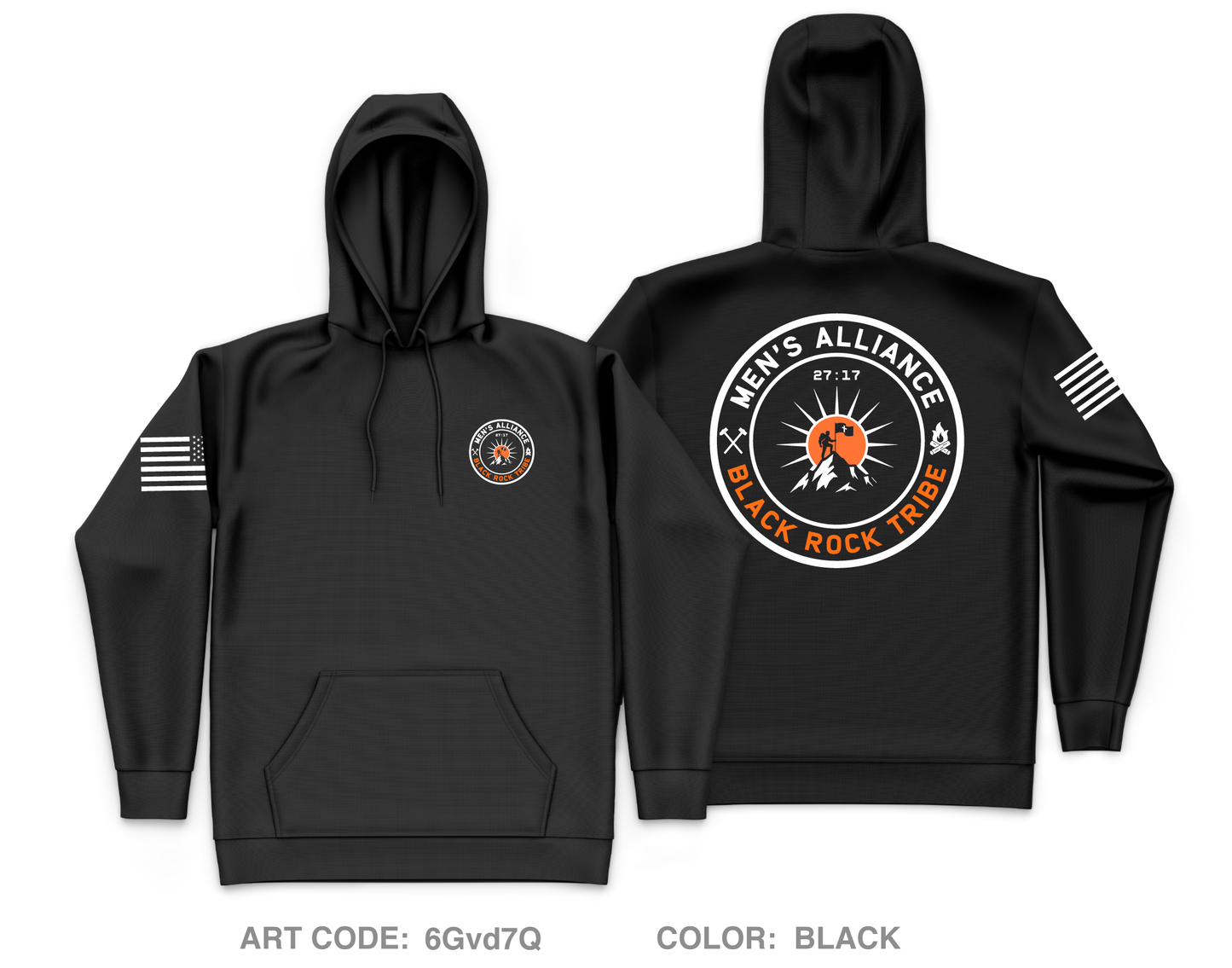 Black Rock Tribe Core Men's Hooded Performance Sweatshirt - 6Gvd7Q