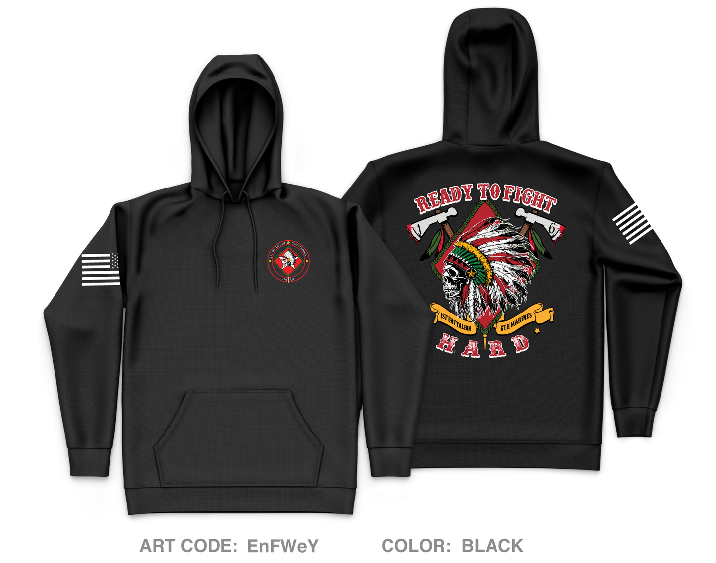 1/6 Marines Store 1 Core Men's Hooded Performance Sweatshirt - EnFWeY