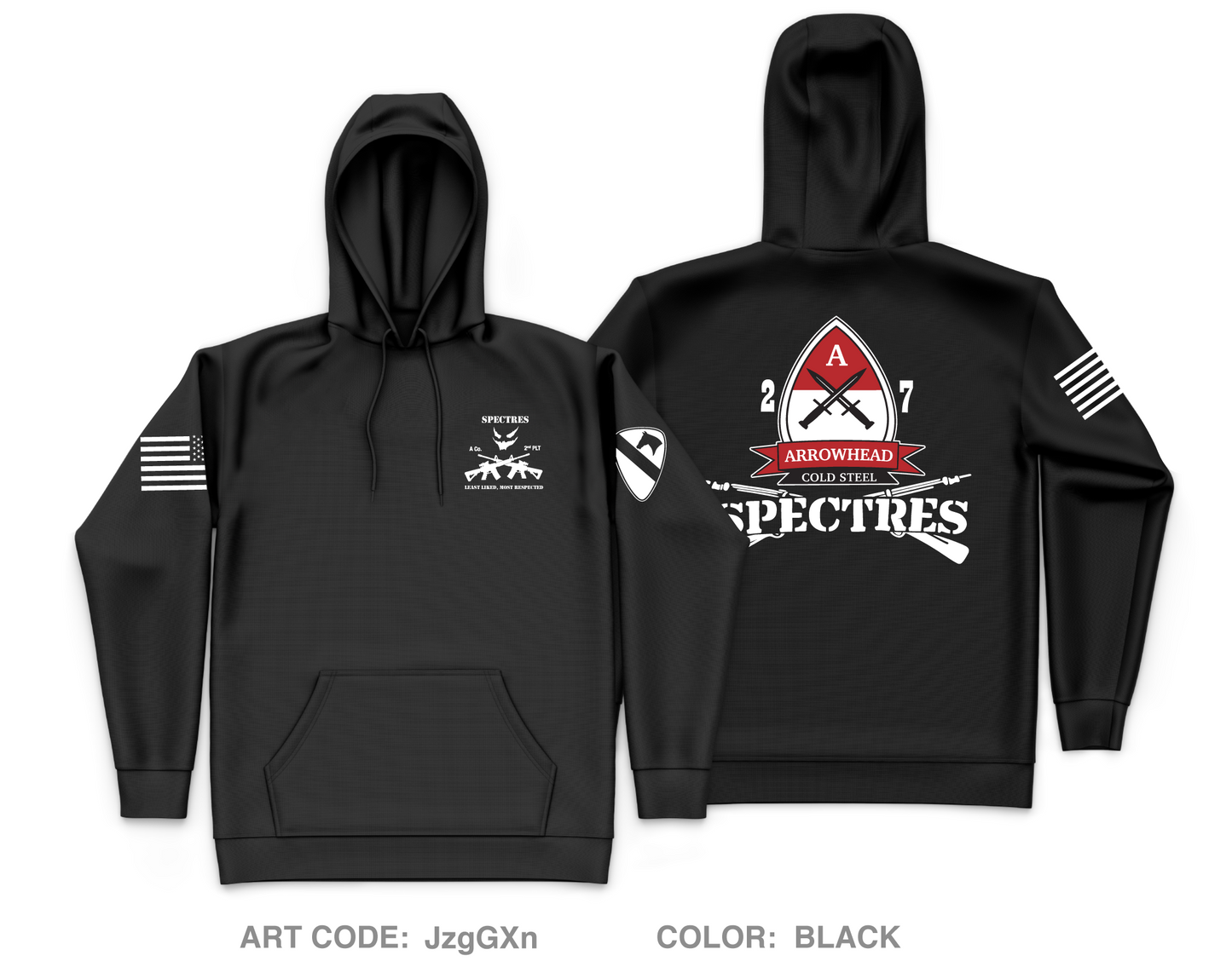 2nd PLT A-CO, 2-7CAV Core Men's Hooded Performance Sweatshirt - JzgGXn