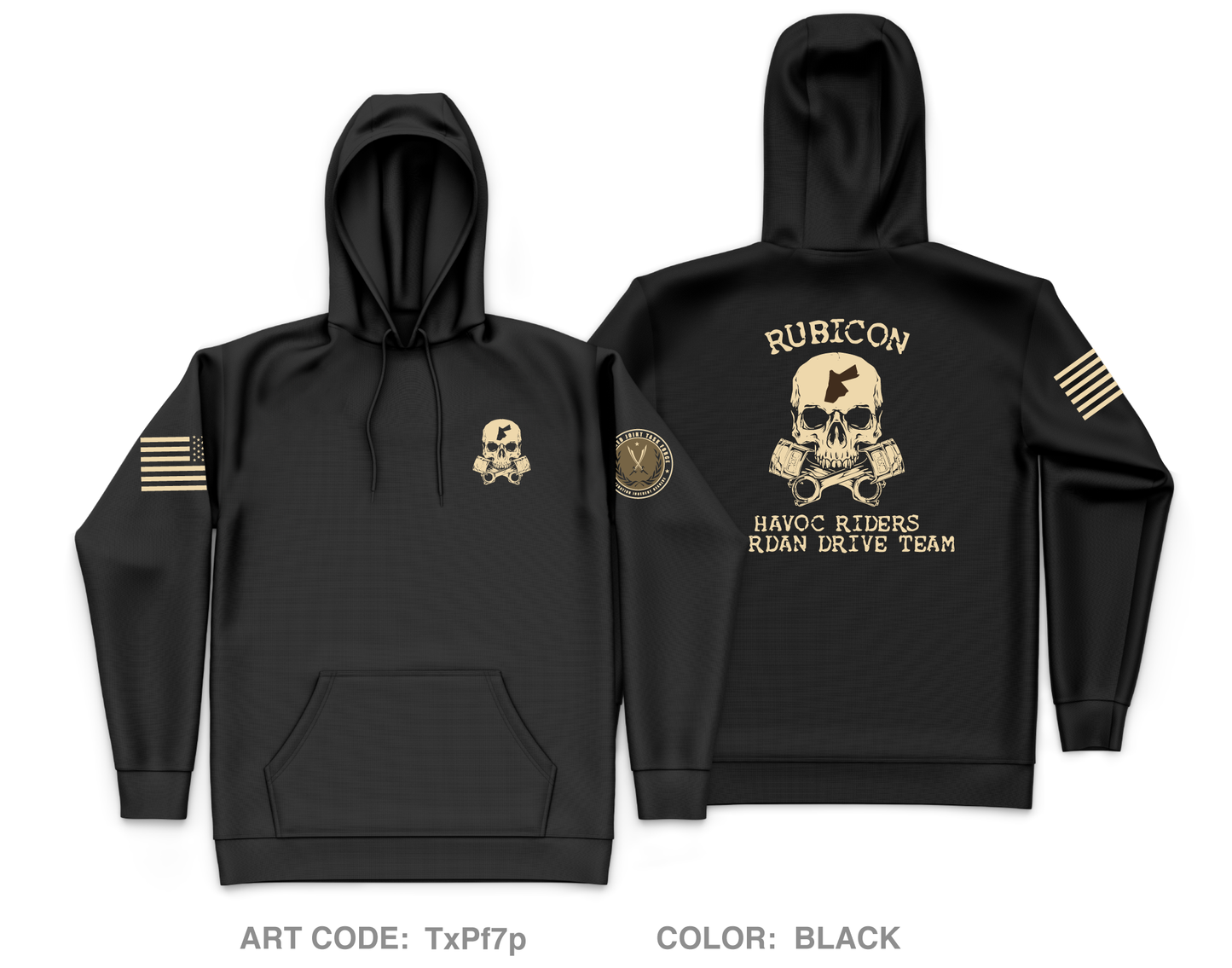 RUBICON JORDAN DRIVE TEAM "HAVOC RIDERS" Core Men's Hooded Performance Sweatshirt - TxPf7p