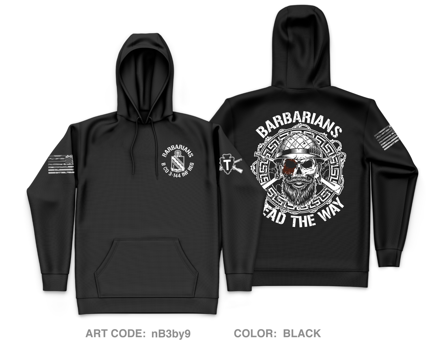 Barbarians / B Co 3-144 INF REG Core Men's Hooded Performance Sweatshirt - nB3by9