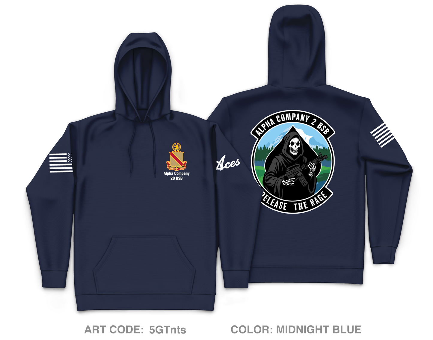 Alpha Company, 2D BSB Core Men's Hooded Performance Sweatshirt - 5GTnts