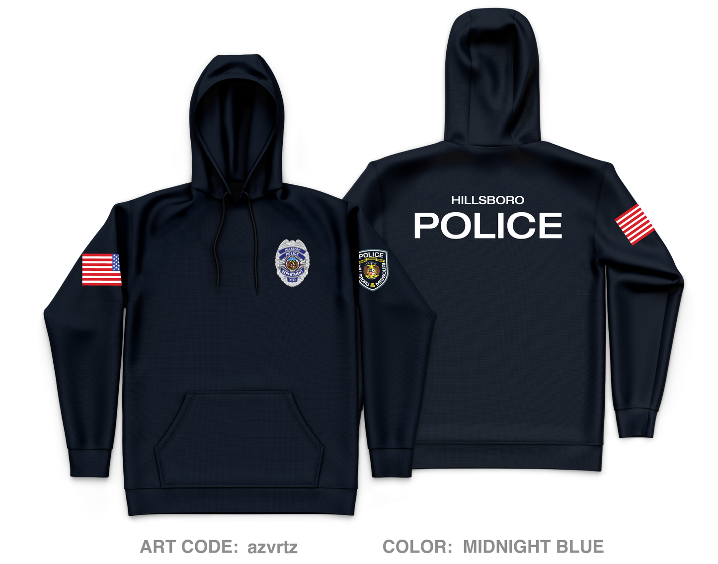 Hillsboro Police Department Core Men's Hooded Performance Sweatshirt - azvrtz