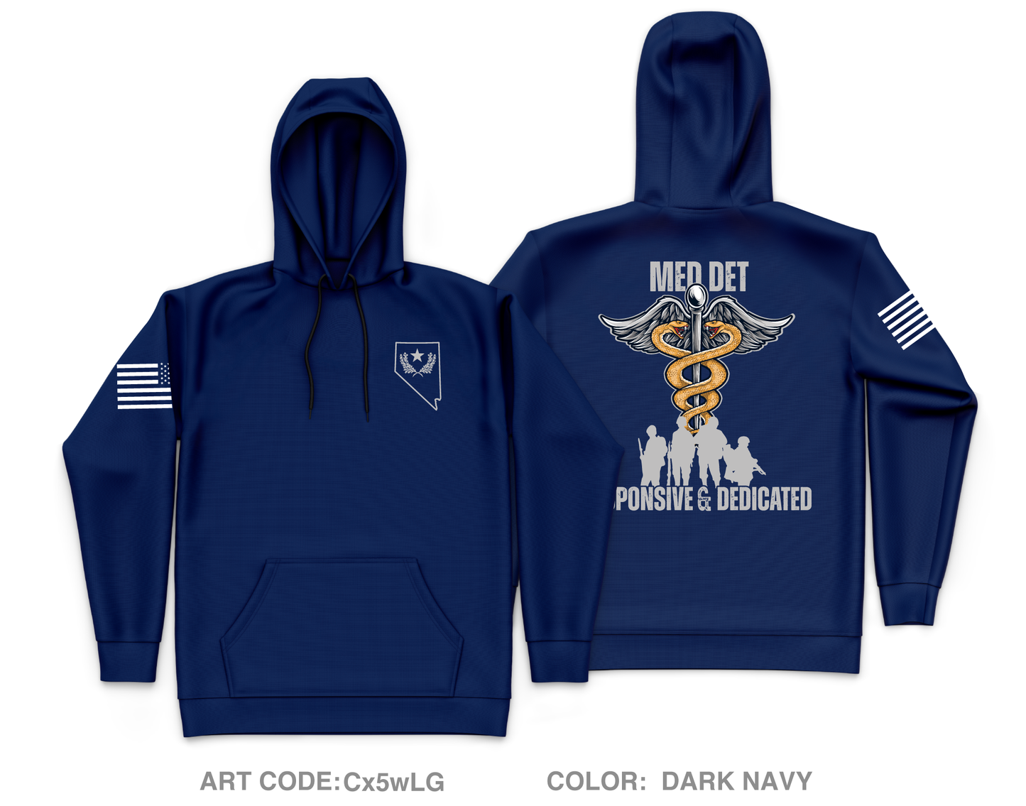 Nevada Army National Guard Medical Detachment Fundraising Collection Core Men's Hooded Performance Sweatshirt - Cx5wLG