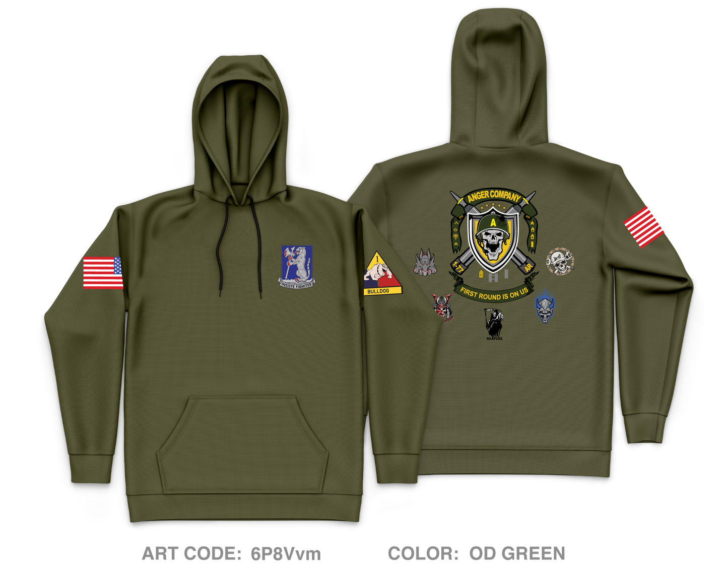 Anger Co, 1-77 AR - Unit Gear Core Men's Hooded Performance Sweatshirt - 6P8Vvm