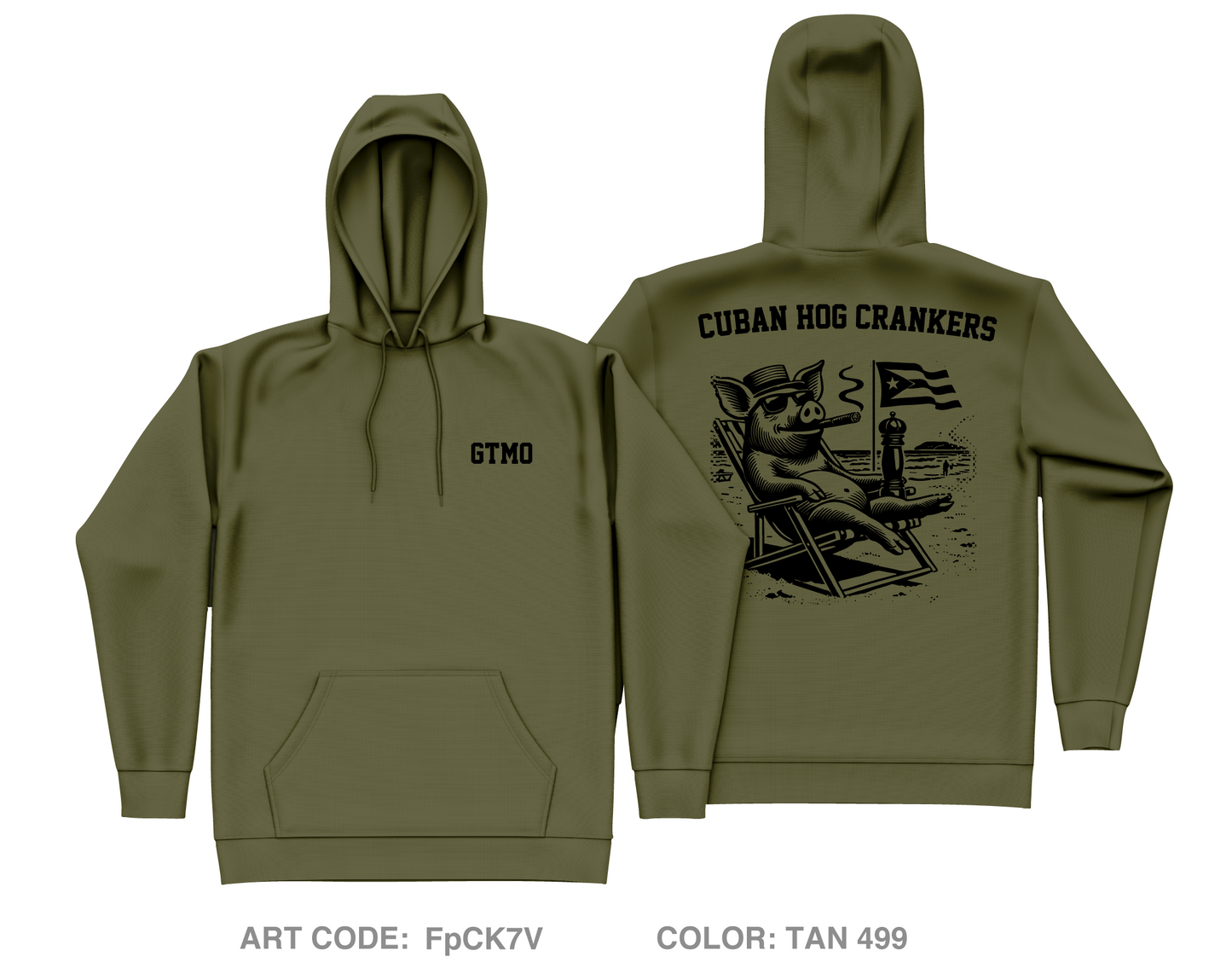 Cuban Hog Core Men's Hooded Performance Sweatshirt - FpCK7V