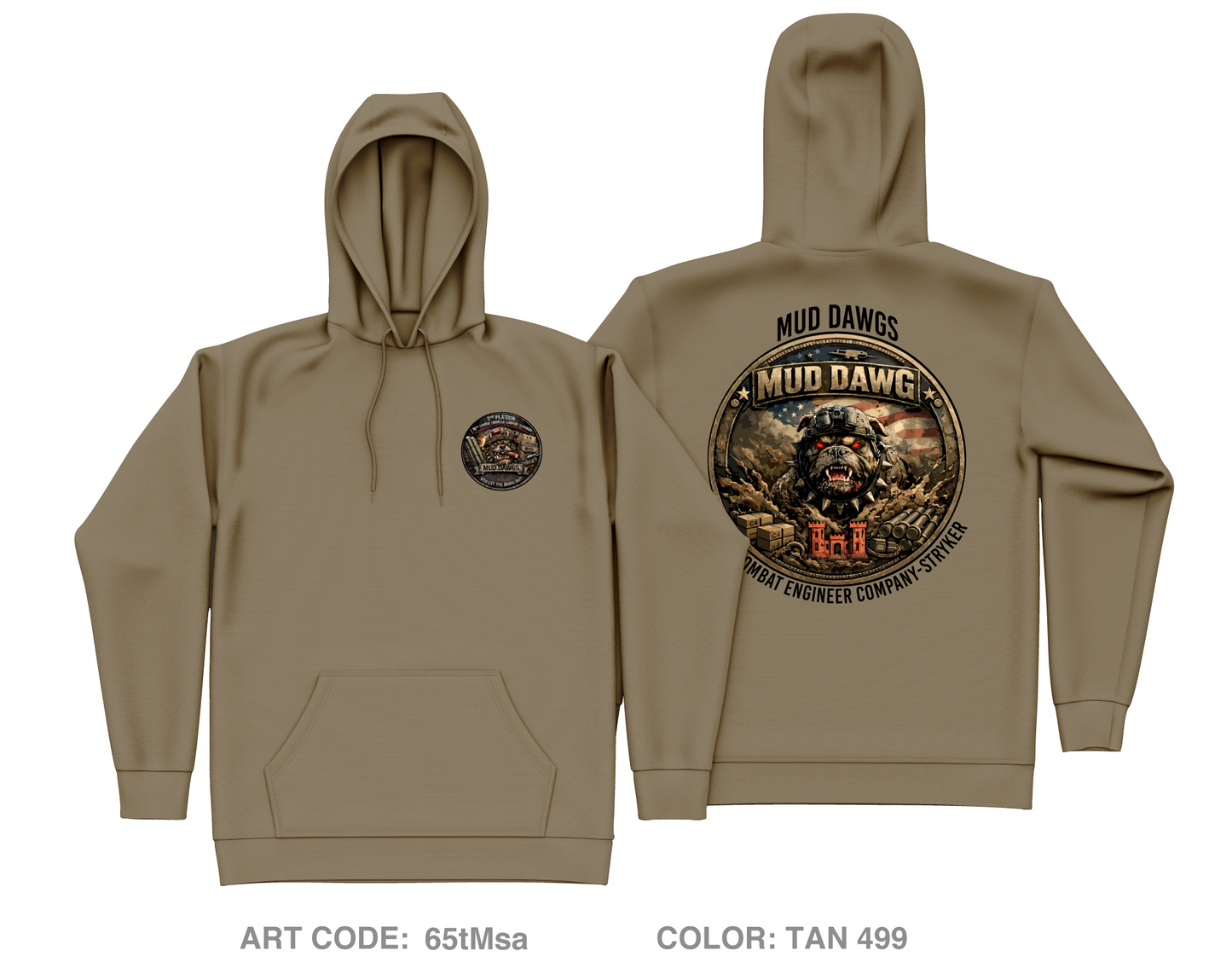 3rd Platoon MUD DAWGS Core Men's Hooded Performance Sweatshirt - 65tMsa