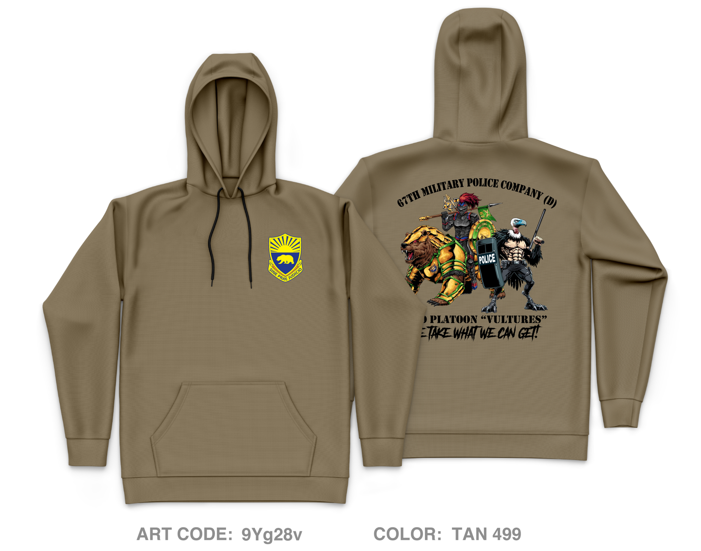 2/67 Military Police Company (D) Core Men's Hooded Performance Sweatshirt - 9Yg28v