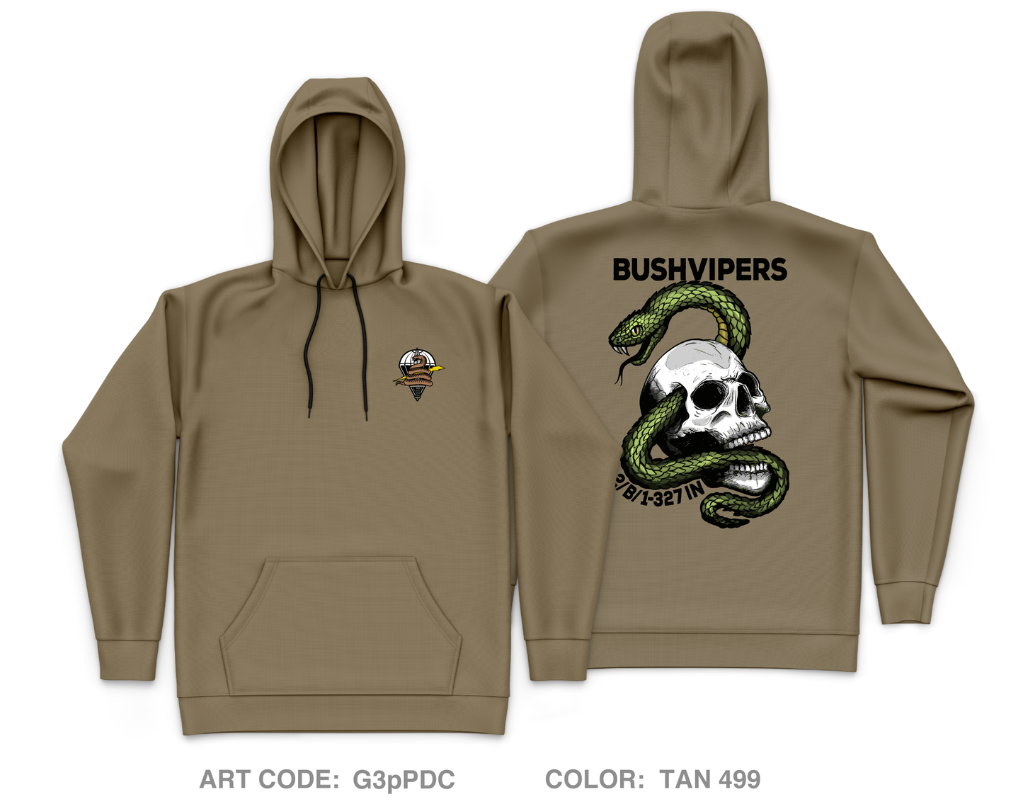 2nd PLT Bushvipers Core Men's Hooded Performance Sweatshirt - G3pPDC