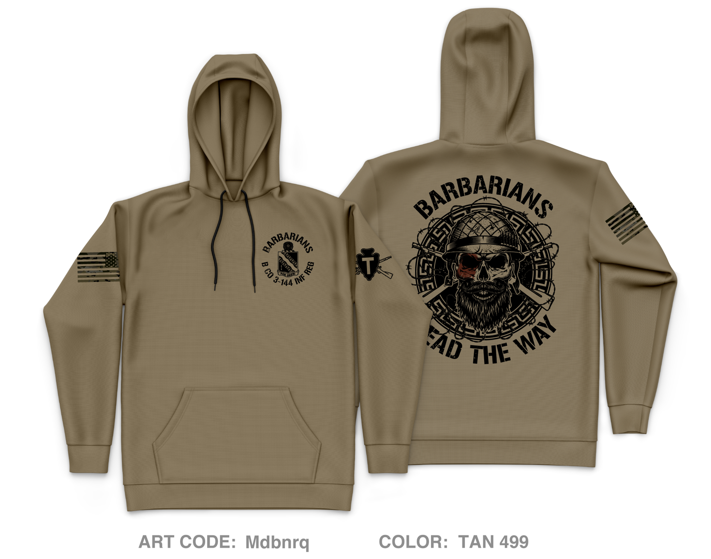 Barbarians / B Co 3-144 INF REG Core Men's Hooded Performance Sweatshirt - Mdbnrq
