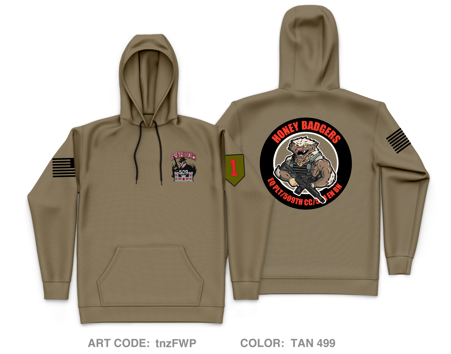 509th ECC EQ Platoon Honey Badgers Core Men's Hooded Performance Sweatshirt - tnzFWP
