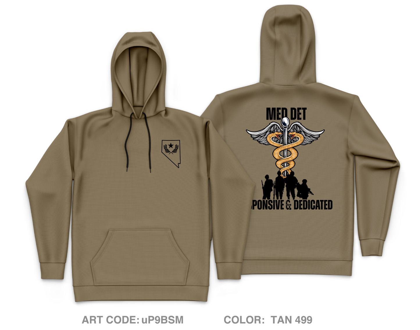 Nevada Army National Guard Medical Detachment Fundraising Collection Core Men's Hooded Performance Sweatshirt - uP9BSM
