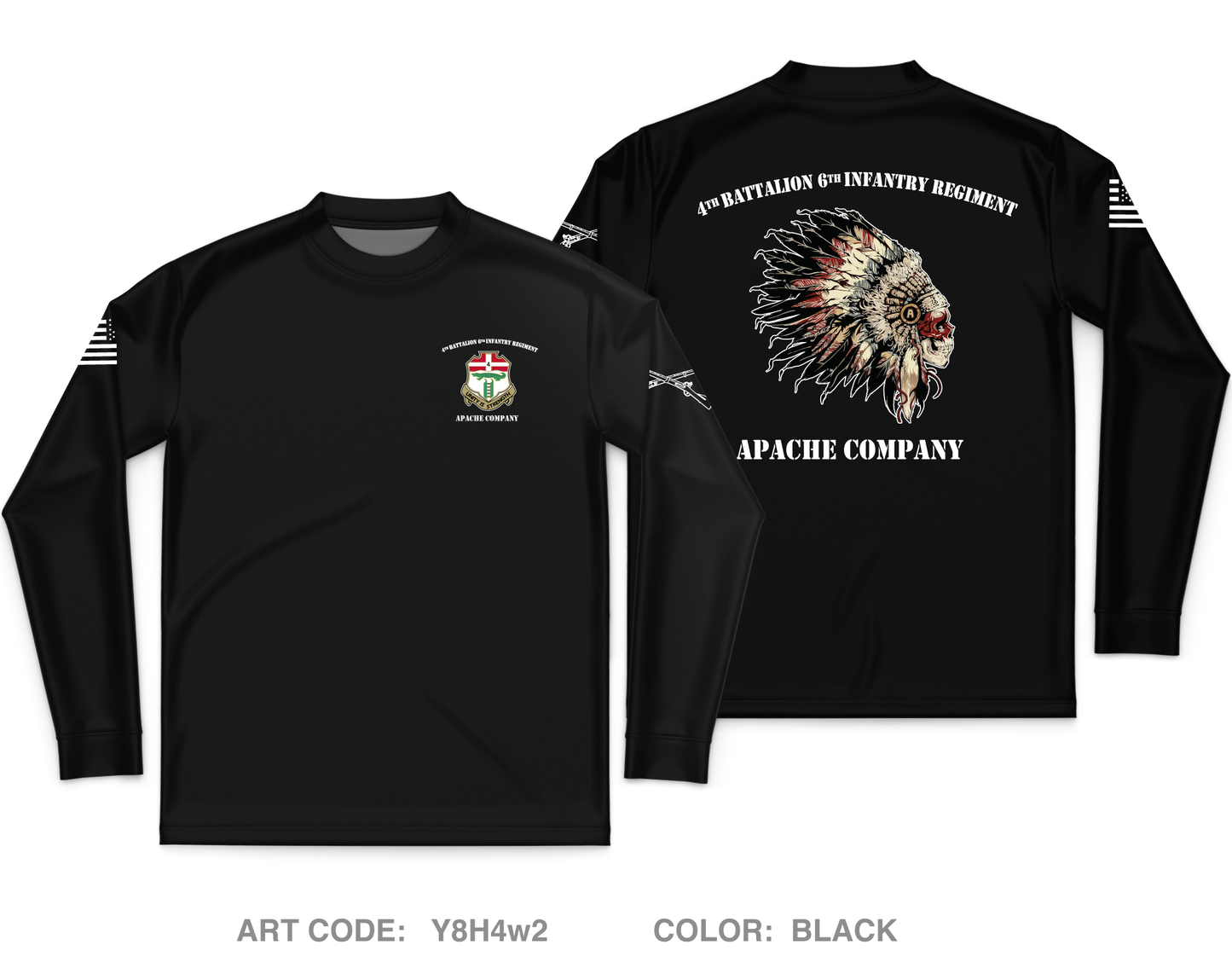 Apache Company 4th Battalion 6th Infantry Regiment Core Men's LS Performance Tee - Y8H4w2