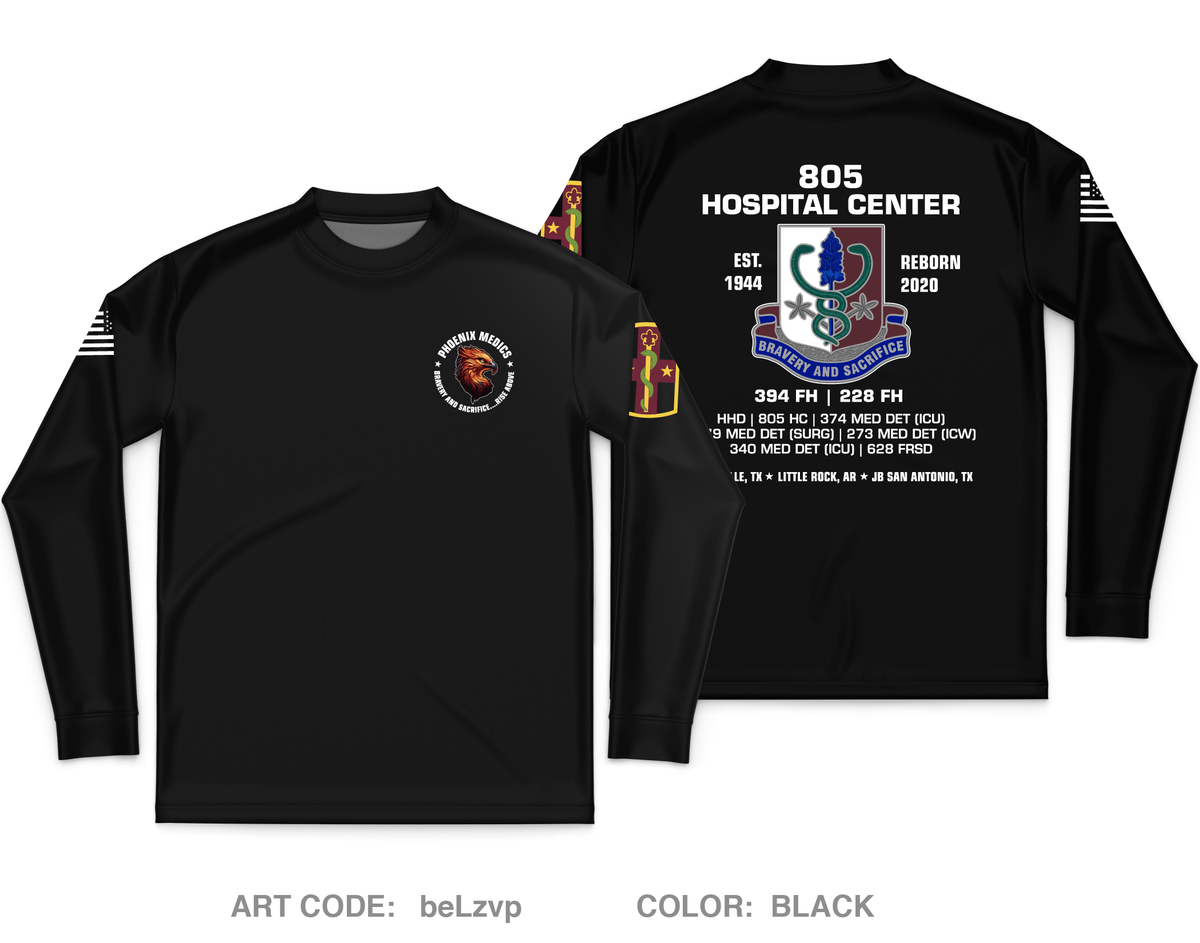 805TH Hospital Center Core Men's LS Performance Tee - beLzvp