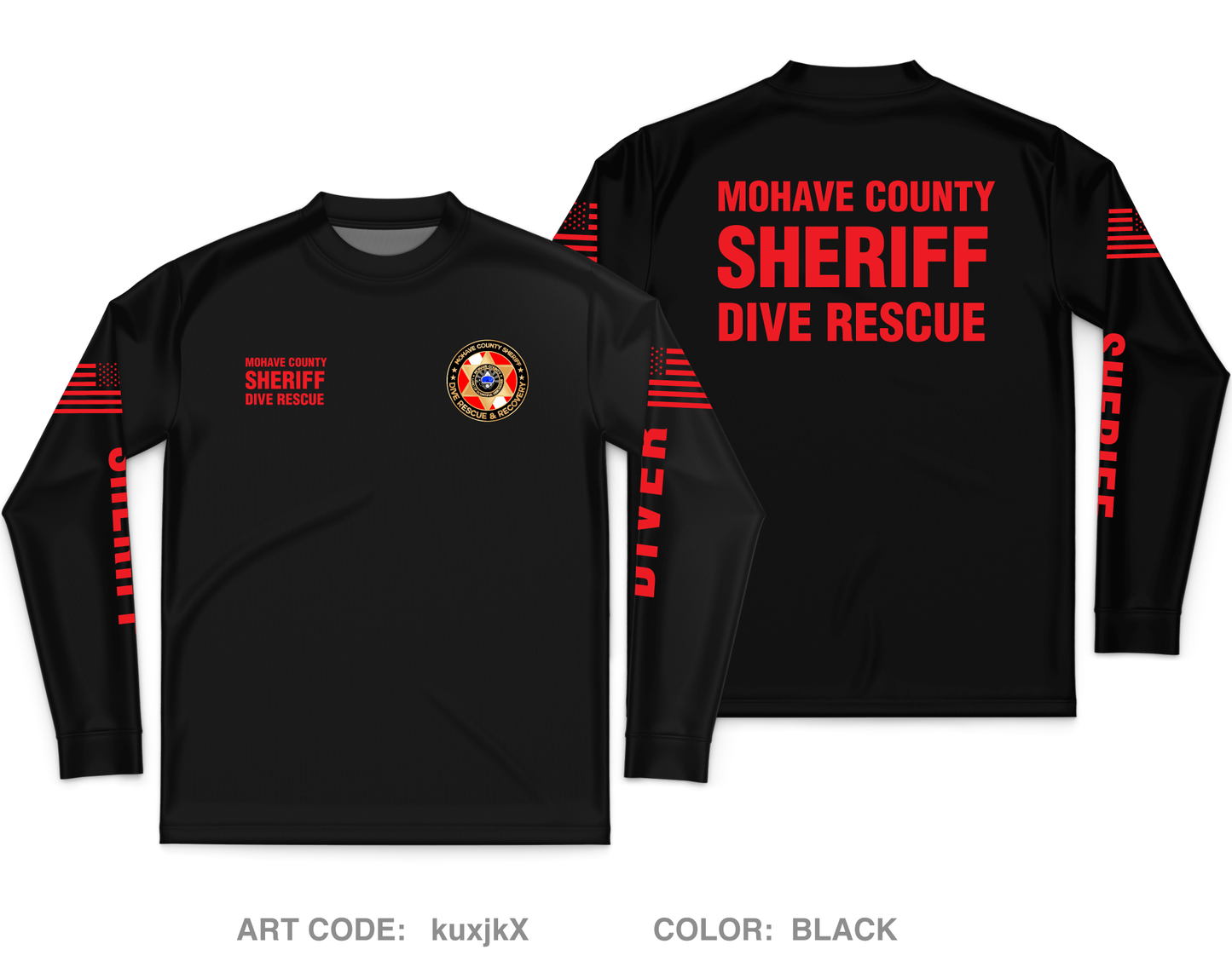 Mohave County Sheriff's Office Dive Rescue Team Core Men's LS Performance Tee - kuxjkX
