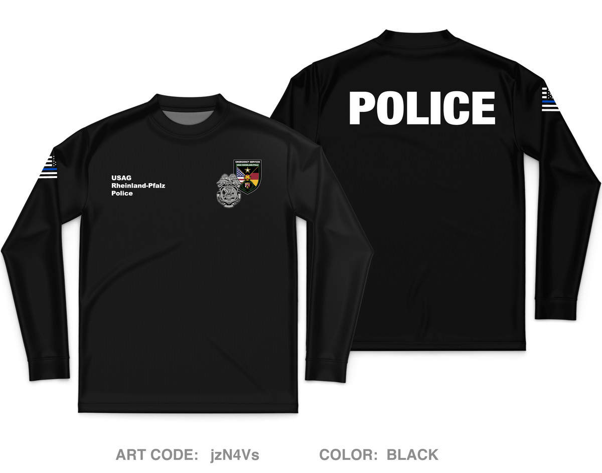 USAG Rheinland Pfalz Police Core Men's LS Performance Tee - jzN4Vs
