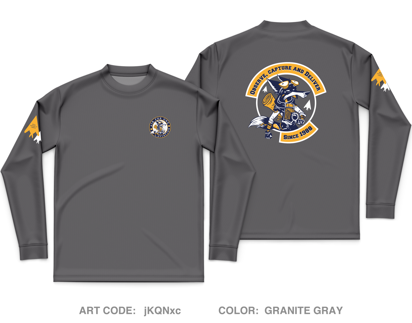 Air Fox One Aviation Fundraising Collection Core Men's LS Performance Tee - jKQNxc
