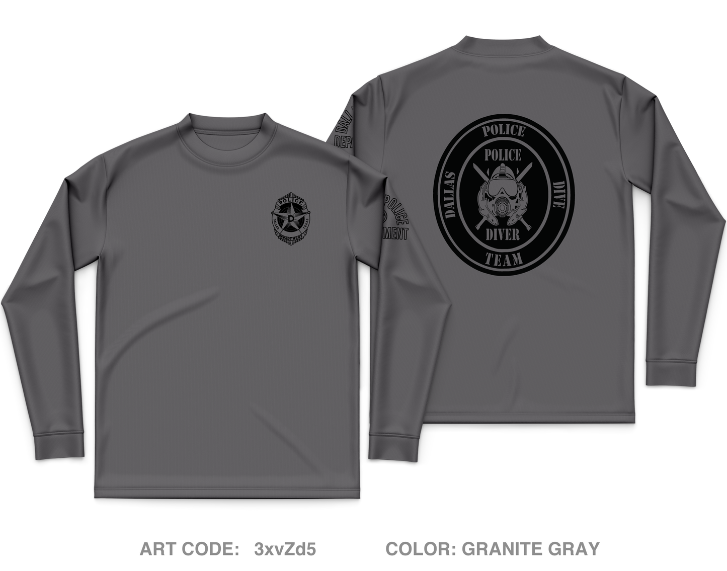 Dallas Police Dive Team Core Men's LS Performance Tee - 3xvZd5