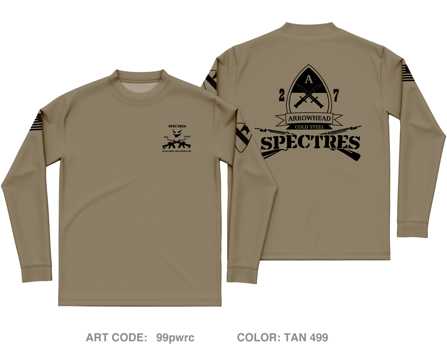 2nd PLT A-CO, 2-7CAV Core Men's LS Performance Tee - 99pwrc