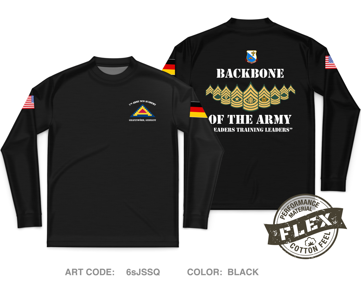 7th Amy NCO Academy Core Men's LS Flex Performance Tee - 6sJSSQ